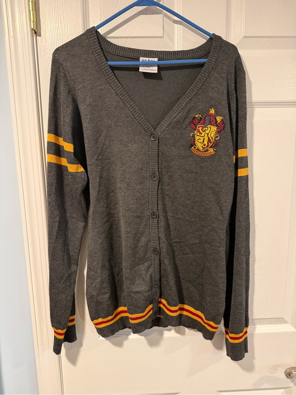 Gryffindor Crest Gray Cardigan with Yellow & Red Trim